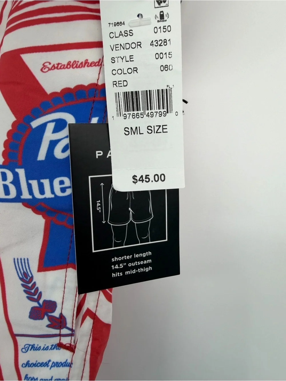 Pabst Blue Ribbon Red & White Men’s Swim Trunks